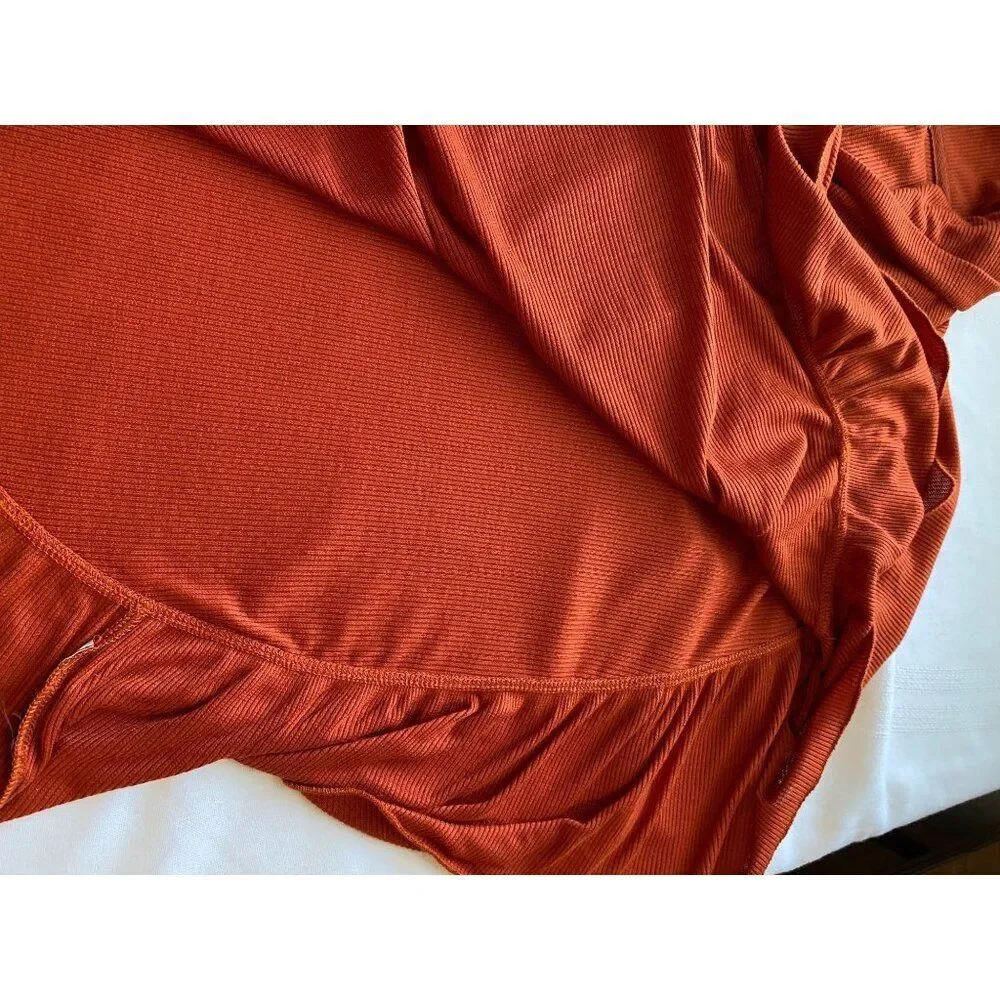 Unbranded Poncho Women’s One Size Rust Cowl Neck Ruffled Hem Hippie Bohemian
